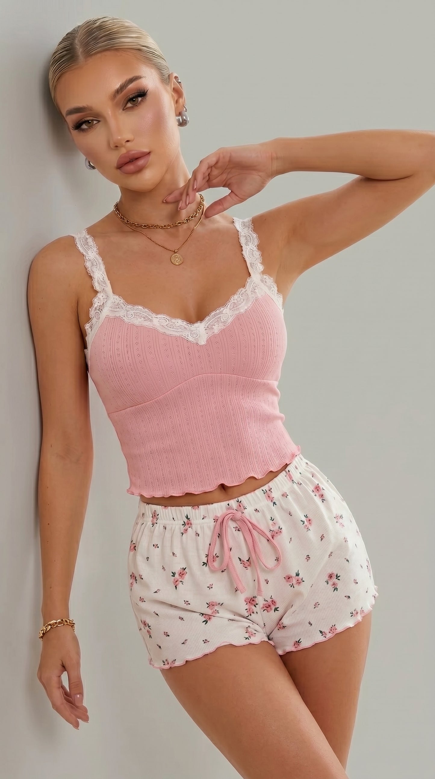 Sexy Lace Camisole Pajama Set