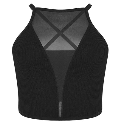 Sexy Mesh Backless Corset Crop Top