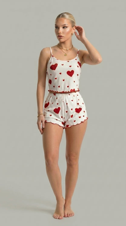 Women's Heart Print Pajama Set