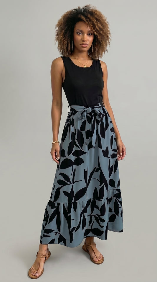 Floral Print Sleeveless Fitted Dress
