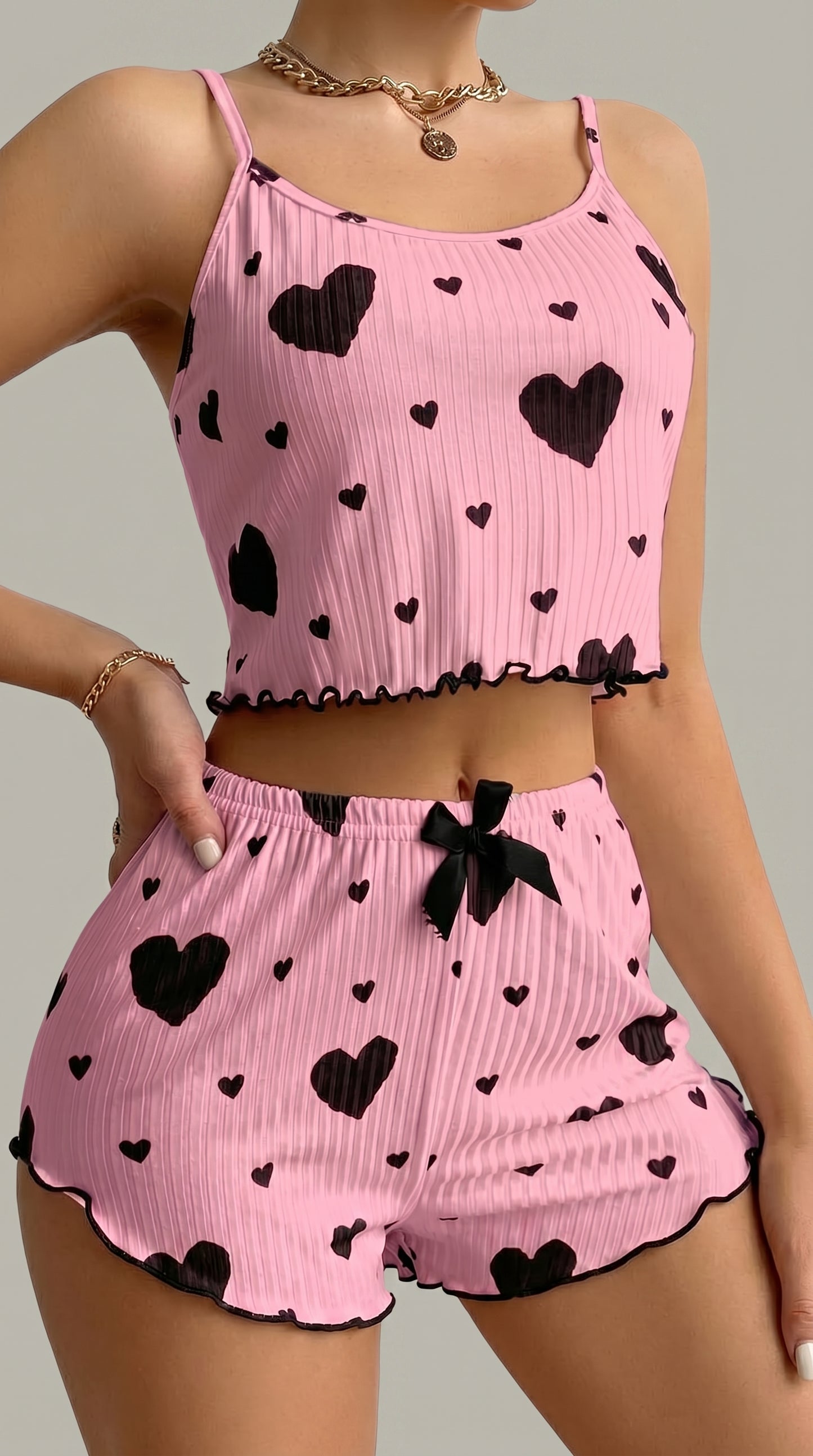 Women's Heart Print Pajama Set