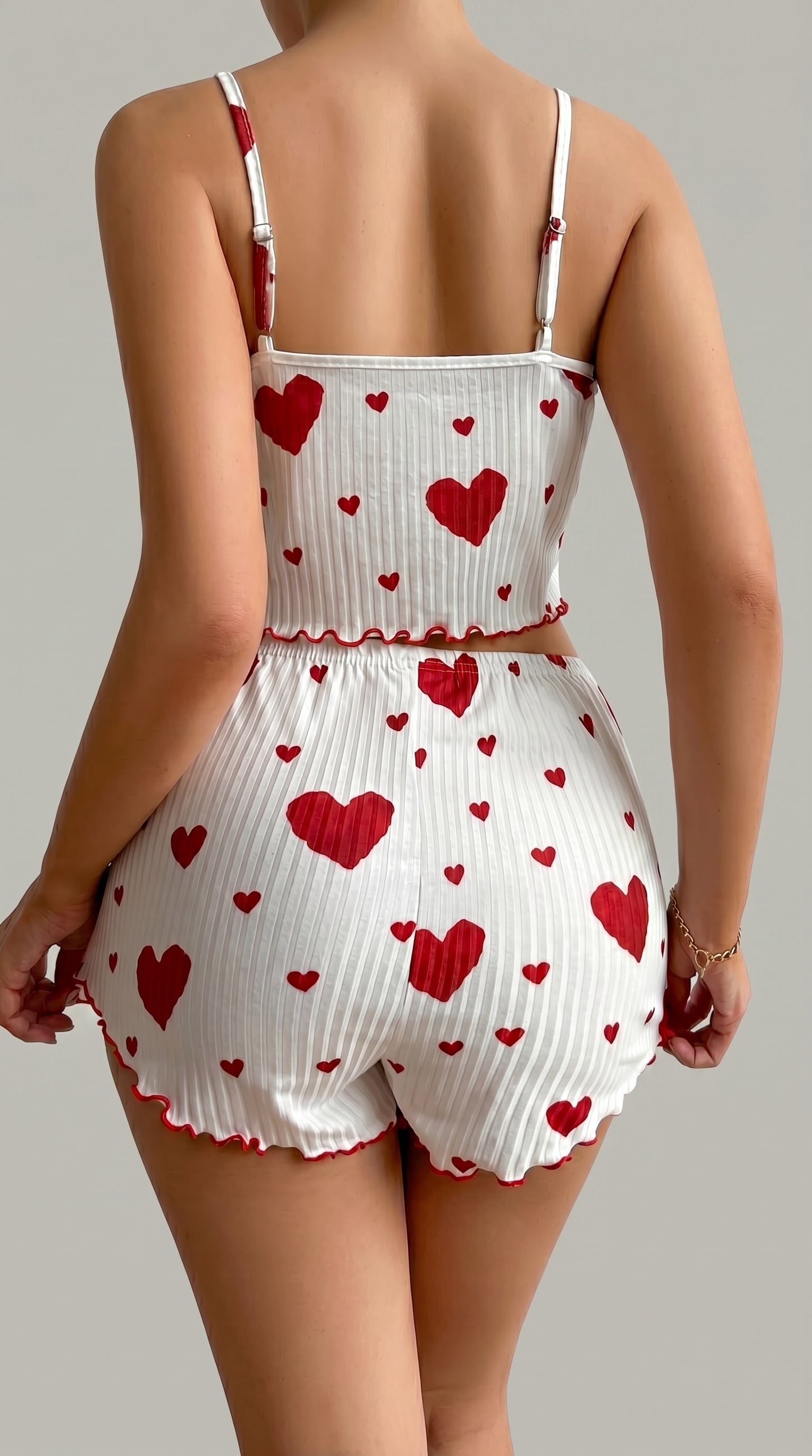 Women's Heart Print Pajama Set