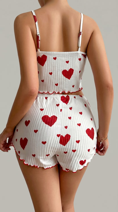 Women's Heart Print Pajama Set