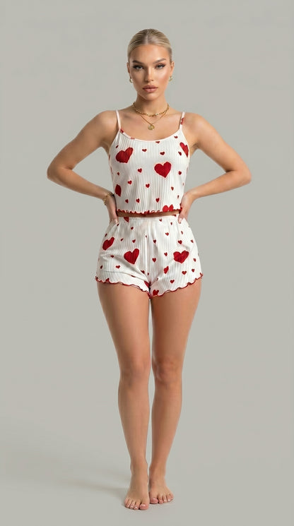 Women's Heart Print Pajama Set