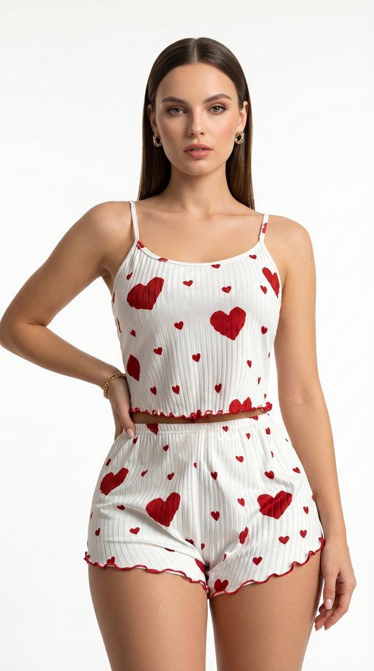 Women's Heart Print Pajama Set