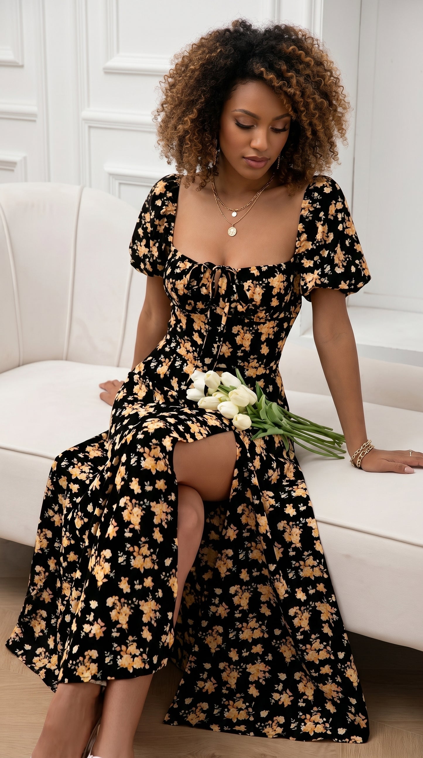 Floral Spaghetti Strap Bodycon Midi Dress