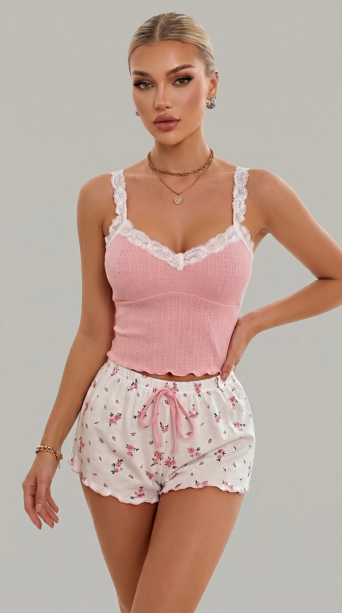 Sexy Lace Camisole Pajama Set