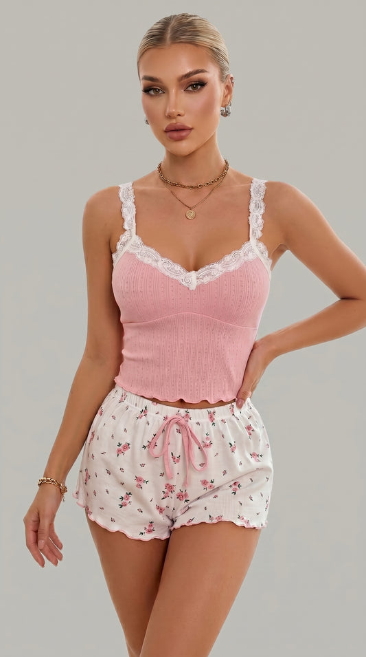 Sexy Lace Camisole Pajama Set