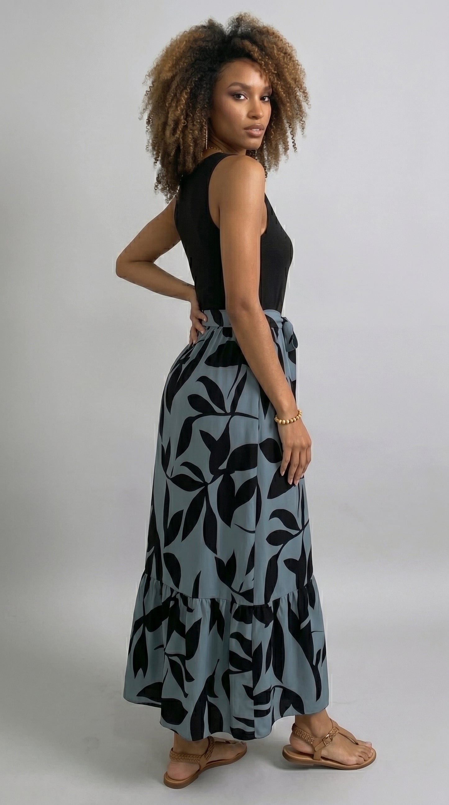 Floral Print Sleeveless Fitted Dress